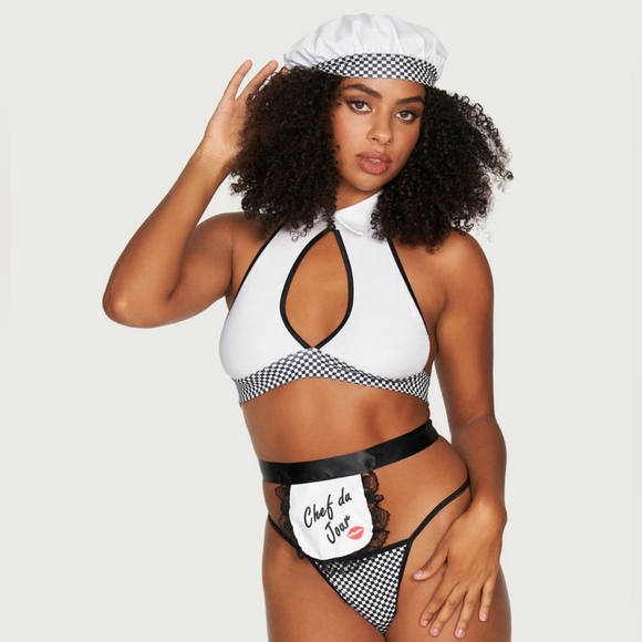 4pc Bon Appetit Chef Costume By Fredrick's of Hollywood (S/M) - Picture 1 of 5